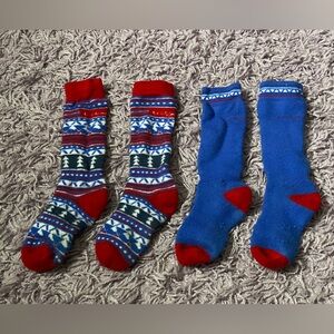 2 Bridgedale Merino Wool Ski Socks - Over the Calf (For Boys and Girls) L